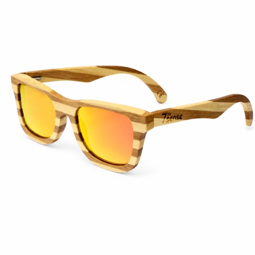 Дървени слънчеви очила 7th Sense Amare Red Orange Polarized