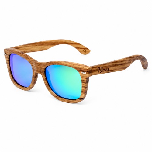 Дървени слънчеви очила с поляризация 7th Sense Wiara Green Polarized
